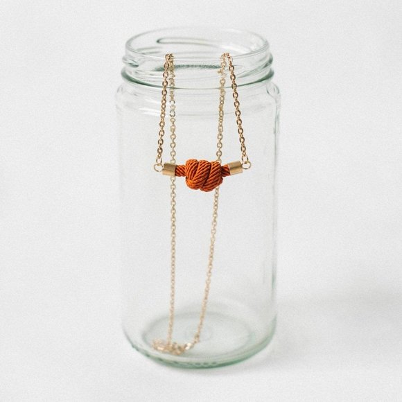 Freeleaf Rose Gold Be Bold Rust Tie Knot Necklace for Courage & Strength - Picture 5 of 6